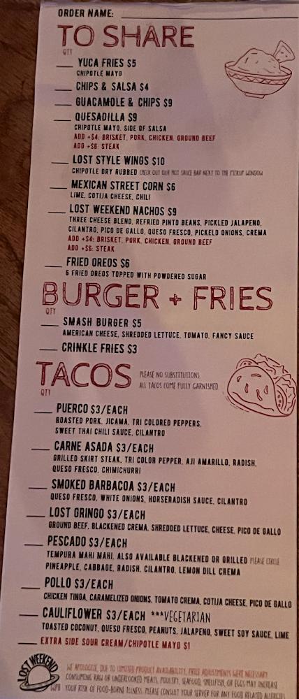 Lost Weekend WPB Menu image 2